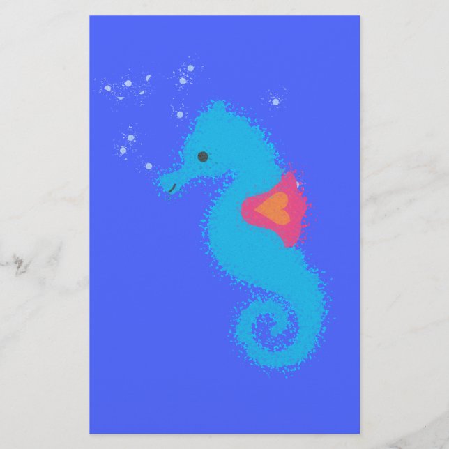 Blue Cartoon Seepferd (Vorderseite)