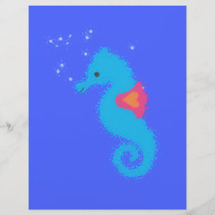 Blue Cartoon Seepferd