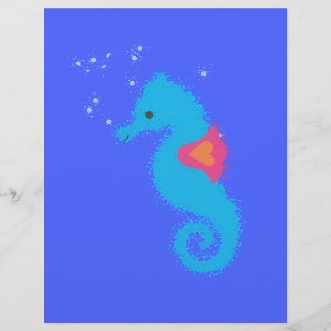 Blue Cartoon Seepferd (Vorderseite)