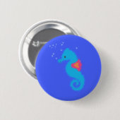 Blue Cartoon Seepferd Button (Vorne & Hinten)