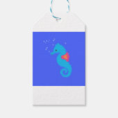 Blue Cartoon Seepferd Geschenkanhänger (Vorderseite)