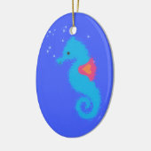 Blue Cartoon Seepferd Keramikornament (Links)