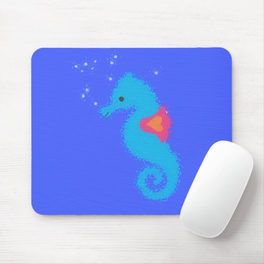 Blue Cartoon Seepferd Mousepad (Mit Mouse)
