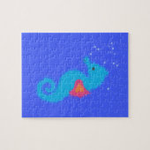 Blue Cartoon Seepferd Puzzle (Horizontal)