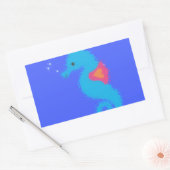 Blue Cartoon Seepferd Rechteckiger Aufkleber (Umschlag)