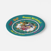 Blue Cartoon Superhero Comic Book Birthday Party Pappteller (Schrägansicht)