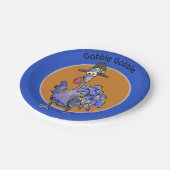 Blue Cartoon Turkey Gobble Pappteller (Schrägansicht)