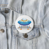 Blue Cartoon UFO Spaceship Fun Sci-Fi Button (Beispiel)