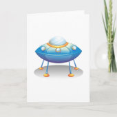 Blue Cartoon UFO Spaceship Fun Sci-Fi Karte (Vorderseite)