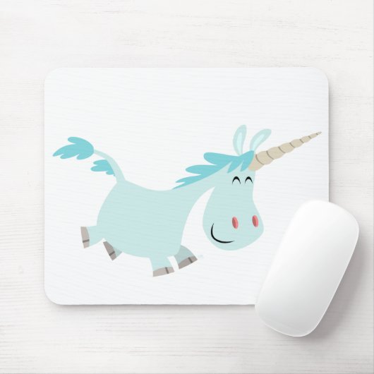 Blue Cartoon Unicorn Mousepad (Mit Mouse)