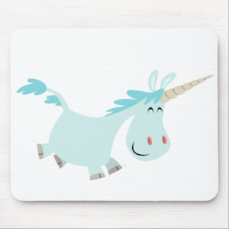 Blue Cartoon Unicorn Mousepad