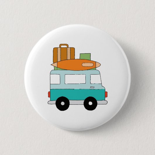 Blue Cartoon Van Best Family Adventure Vacations Button (Vorderseite)