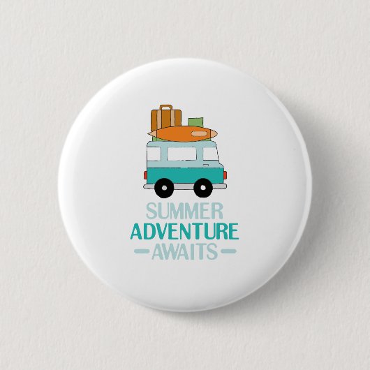 Blue Cartoon Van Best Family Adventure Vacations Button (Vorderseite)