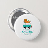 Blue Cartoon Van Best Family Adventure Vacations Button (Vorne & Hinten)