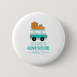 Blue Cartoon Van Best Family Adventure Vacations Button