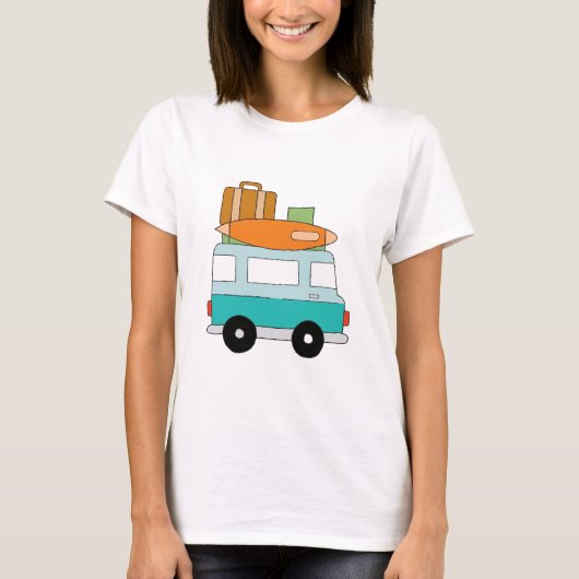 Blue Cartoon Van Best Family Adventure Vacations T-Shirt (Vorderseite)