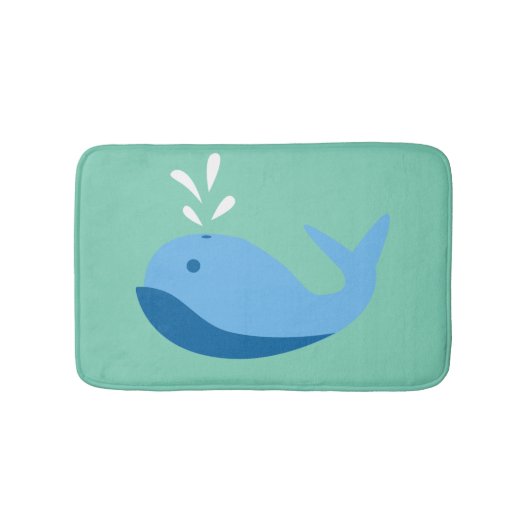 Blue Cartoon Whale Custom Bath Mat Badematte (Vorderseite)