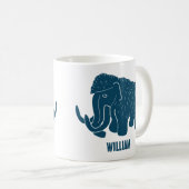 Blue Cartoon Wooly Mammoth Personalisiert Kaffeetasse (VorderseiteRechts)