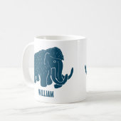 Blue Cartoon Wooly Mammoth Personalisiert Kaffeetasse (Vorderseite Links)