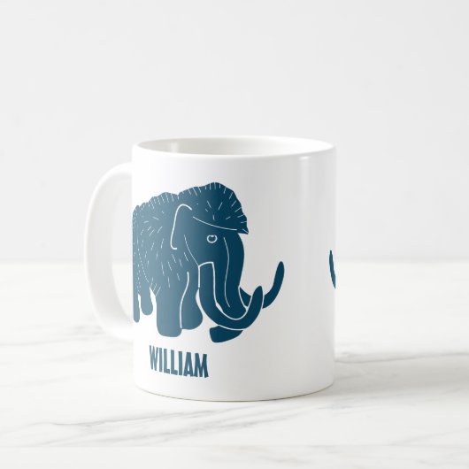 Blue Cartoon Wooly Mammoth Personalisiert Kaffeetasse (Vorderseite Links)