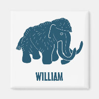 Blue Cartoon Wooly Mammoth Personalisiert