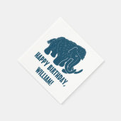Blue Cartoon Wooly Mammoth Personalisiert Serviette (Ecke)