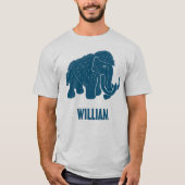 Blue Cartoon Wooly Mammoth Personalisiert T-Shirt (Vorderseite)