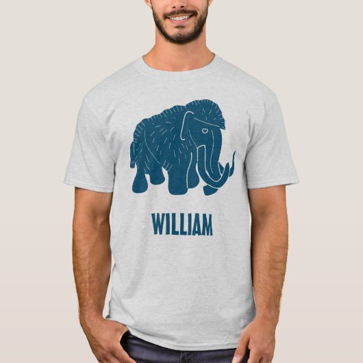 Blue Cartoon Wooly Mammoth Personalisiert T-Shirt (Vorderseite)