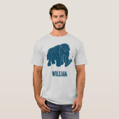 Blue Cartoon Wooly Mammoth Personalisiert T-Shirt (Vorne ganz)