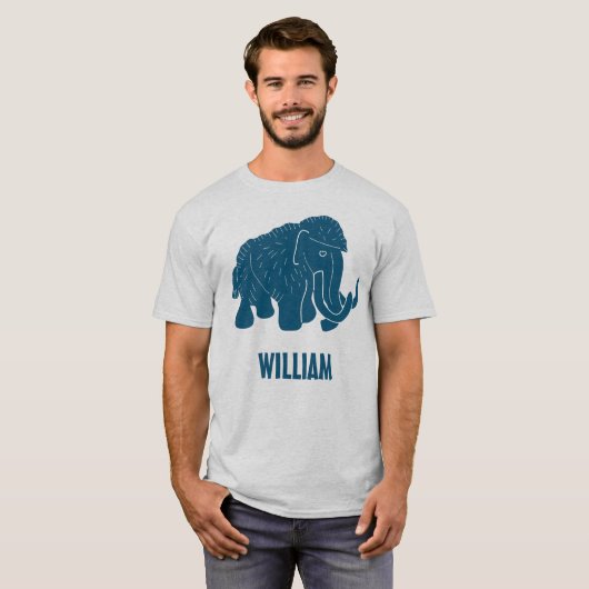 Blue Cartoon Wooly Mammoth Personalisiert T-Shirt (Vorne ganz)