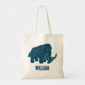 Blue Cartoon Wooly Mammoth Personalisiert Tragetasche (Vorne)