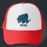 Blue Cartoon Wooly Mammoth Personalisiert Truckerkappe<br><div class="desc">Erstellen Sie ein personalisiertes Geschenk mit einem niedlichen eiszeitalten Tier. Dieser Baseballmütze oder LKW's Hut zeigt eine Cartoon-Style-Abbildung eines Wollmammes in blau und ist bereit,  mit einem Namen oder einem anderen Text personalisiert zu werden.</div>