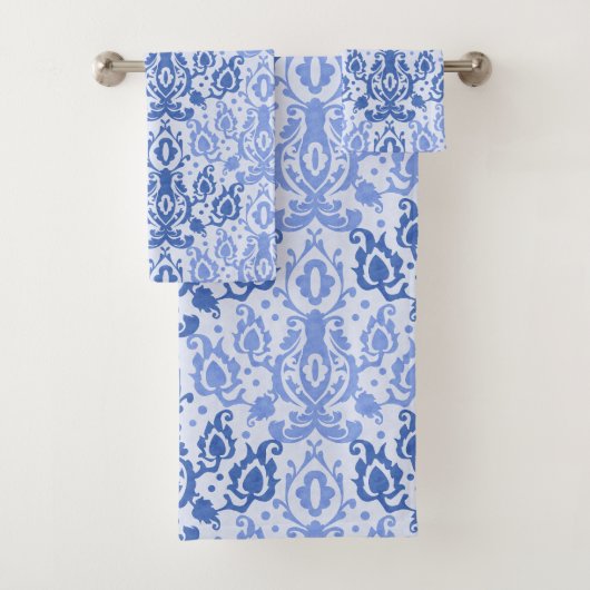 Blue Casbah marokkanischer Damask Badhandtuch Set (Insitu)