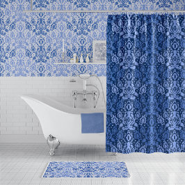 Blue Casbah marokkanischer Damask Duschvorhang