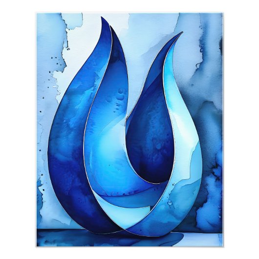 Blue Cascade Abstrakt Fotodruck (Vorne)