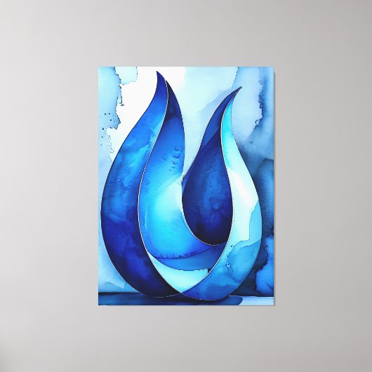 Blue Cascade Abstrakt Leinwanddruck (Vorderseite)