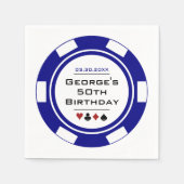 Blue Casino Poker Chip Zum Geburtstag Napkins Serviette (Vorderseite)