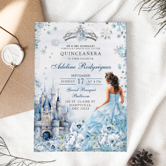 Blue Castle Palace Quinceanera Mexikanischer Gebur Einladung