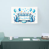 Blue Cat Birthday Celebration Illustration Banner (Messe)