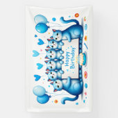 Blue Cat Birthday Celebration Illustration Banner (Vertikal)