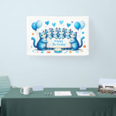Blue Cat Birthday Celebration Illustration Banner (Messe)