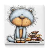 Blue Cat Cookies Christmas Magnet