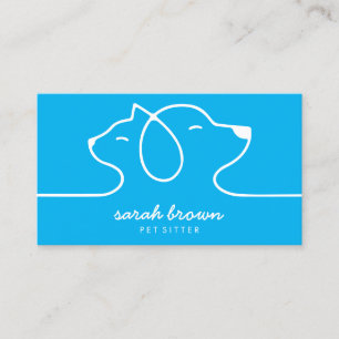 Blue Cat Dog Line Logo Petsitter Visitenkarte