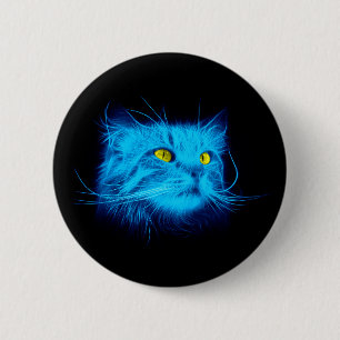 Blue Cat Face Button