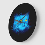 Blue Cat Face Große Wanduhr (Winkel)