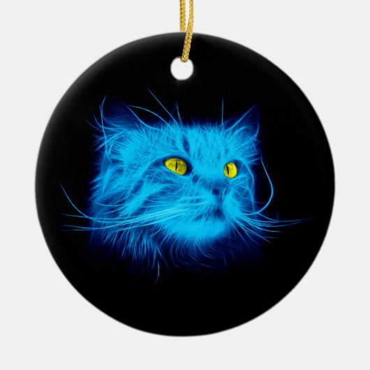 Blue Cat Face Keramikornament (Vorne)
