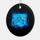 Blue Cat Face Keramikornament (Links)