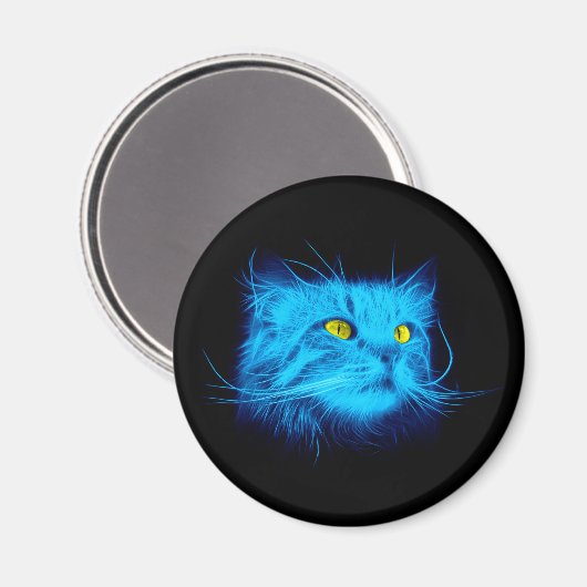 Blue Cat Face Magnet (Vorderseite/Rückseite)