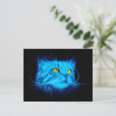 Blue Cat Face Postkarte (Stehend Vorderseite)