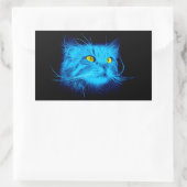 Blue Cat Face Rechteckiger Aufkleber (Tasche)